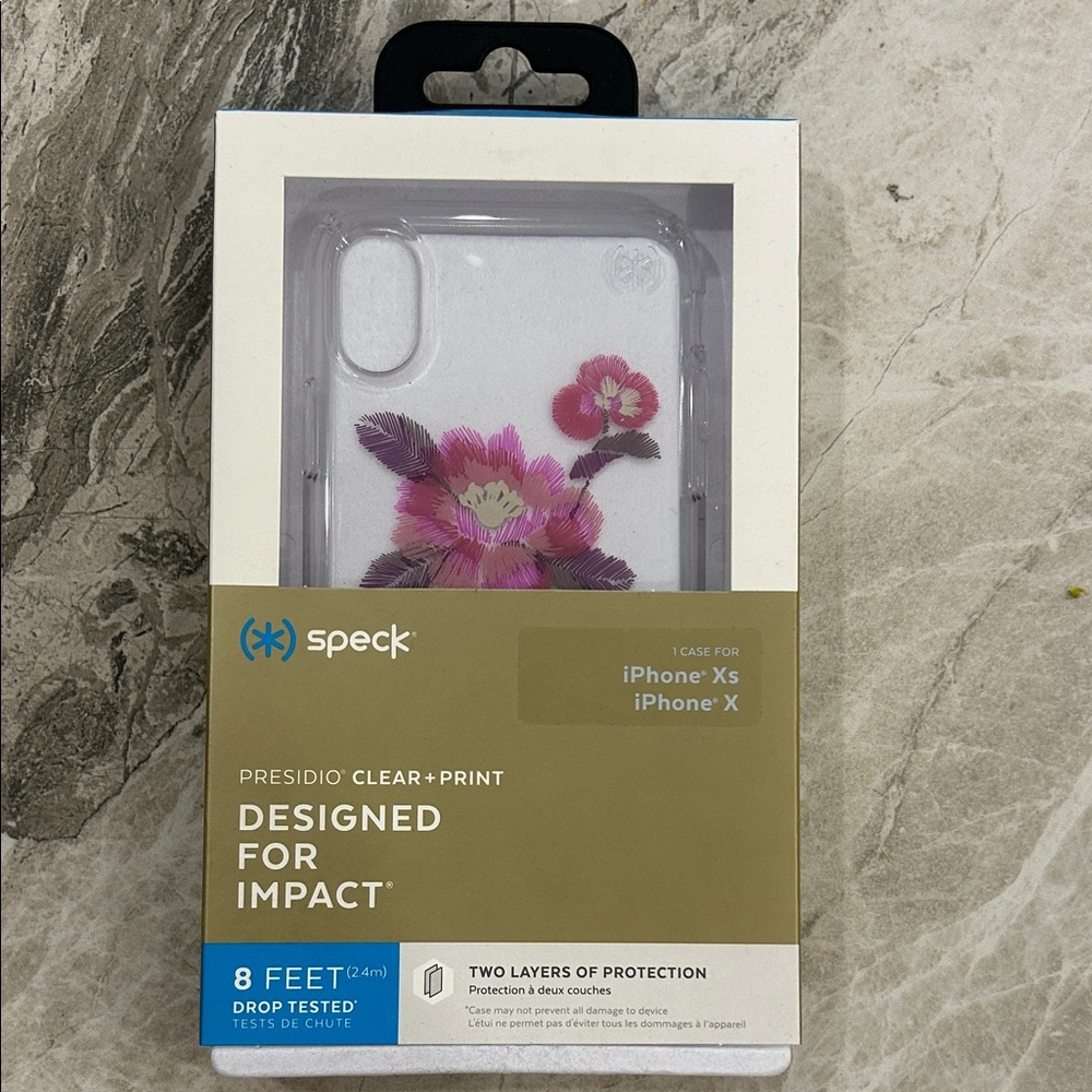 Speck Presidio Clear+Print iPhone X/XS Case - Pink Floral